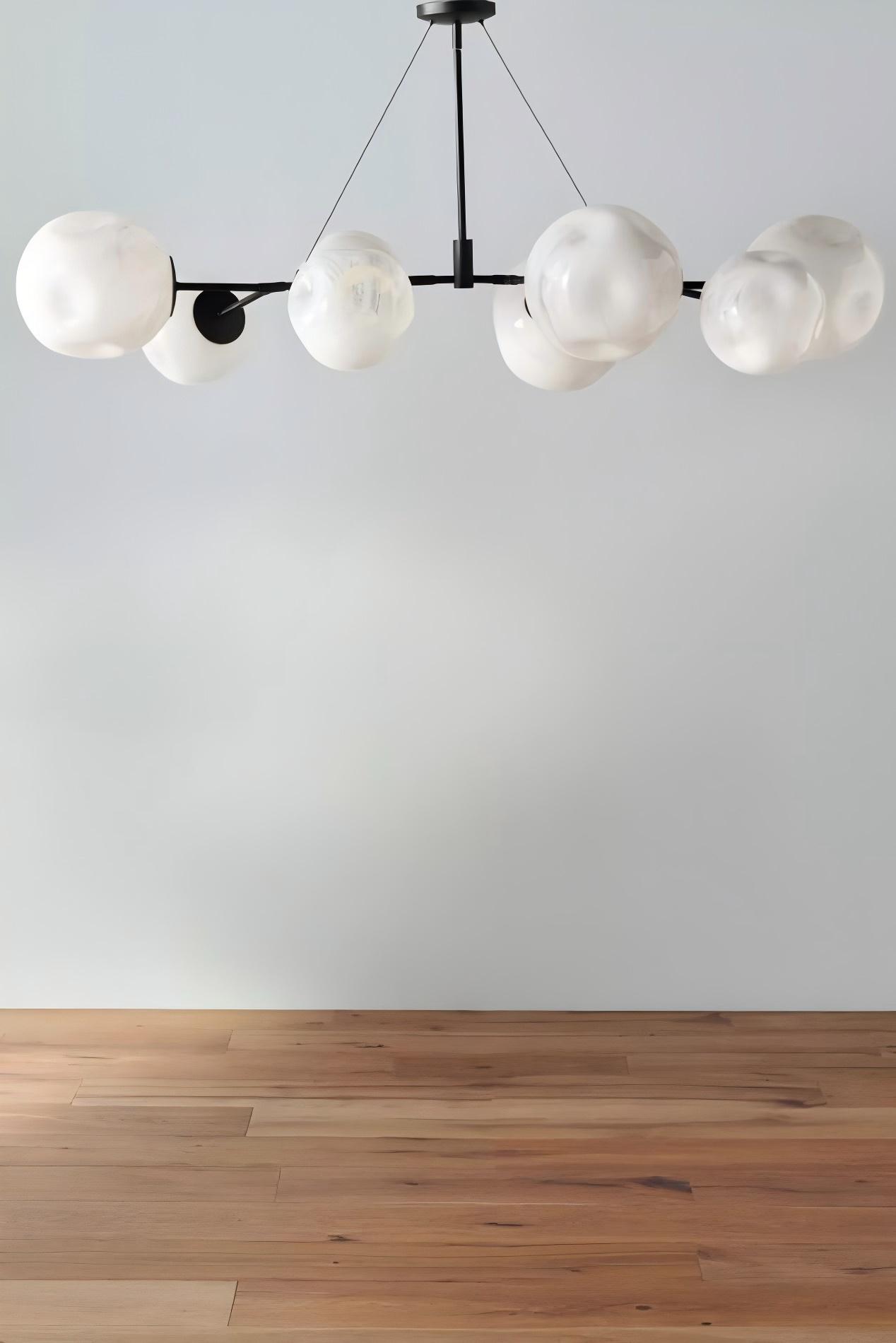 Pawrior Multi-head Organic Glass Spherical Chandelier - Modern Cloud Design Branch Light