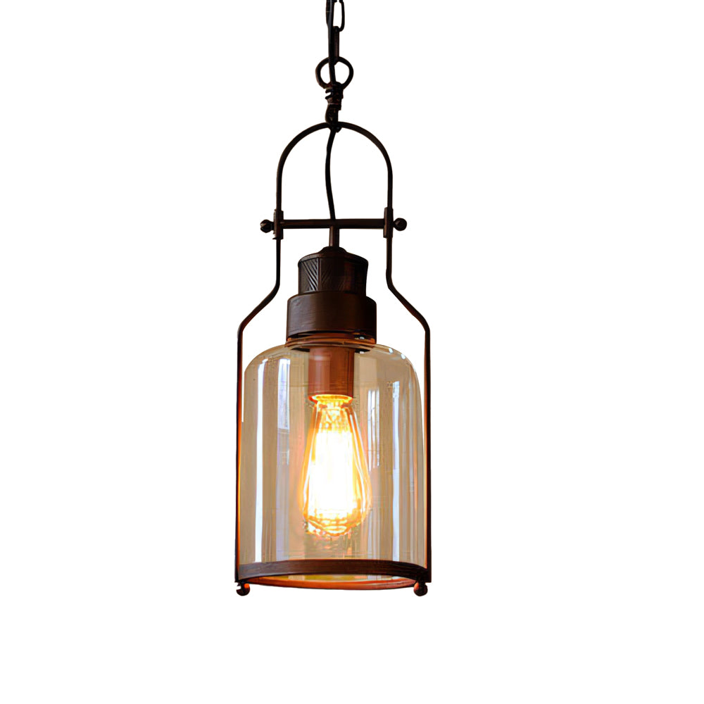 Industrial Black Smoked Glass Pendant Light
