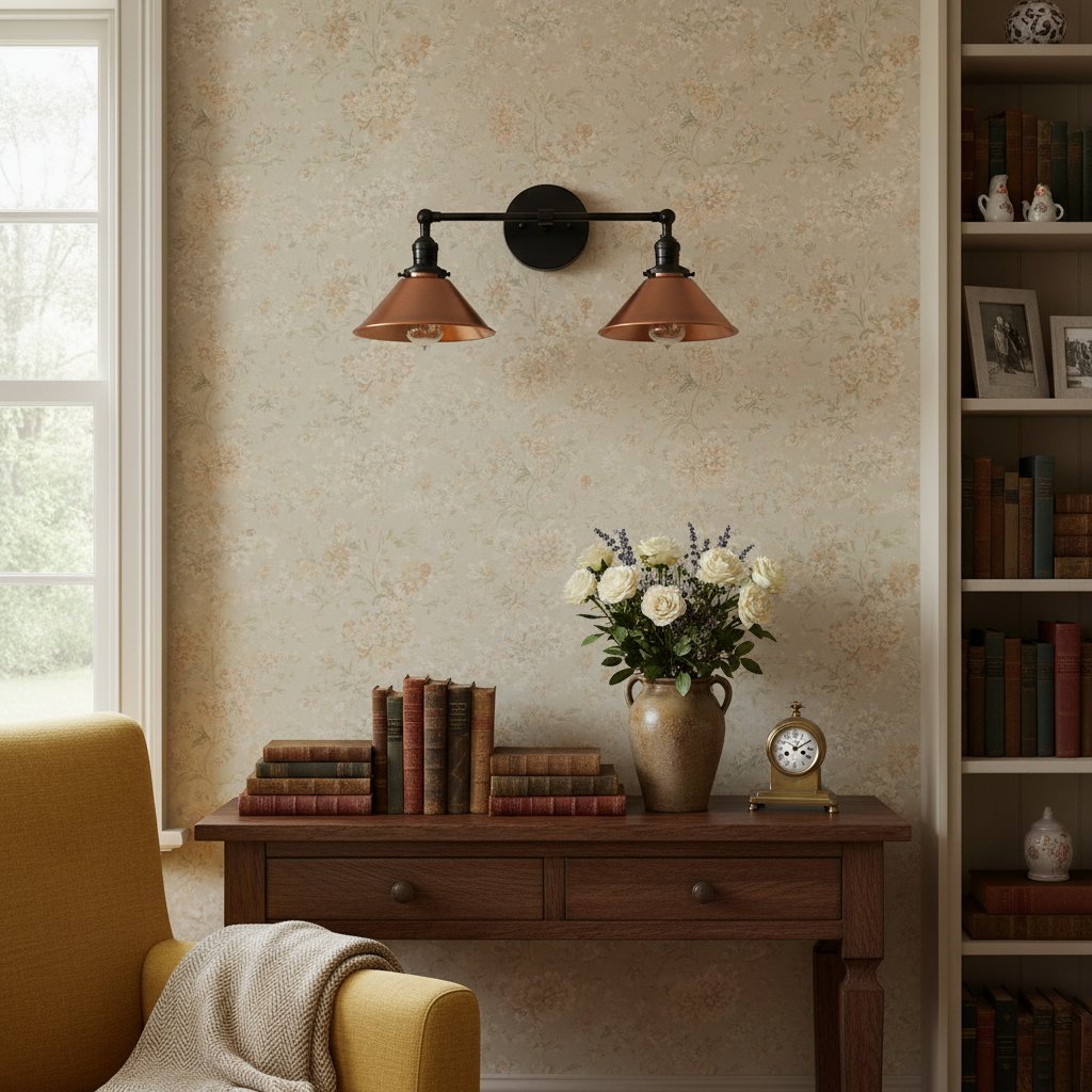 Conique Metal Industrial Wall Sconce with Dual Cone Shades - Vintage Metal Finish