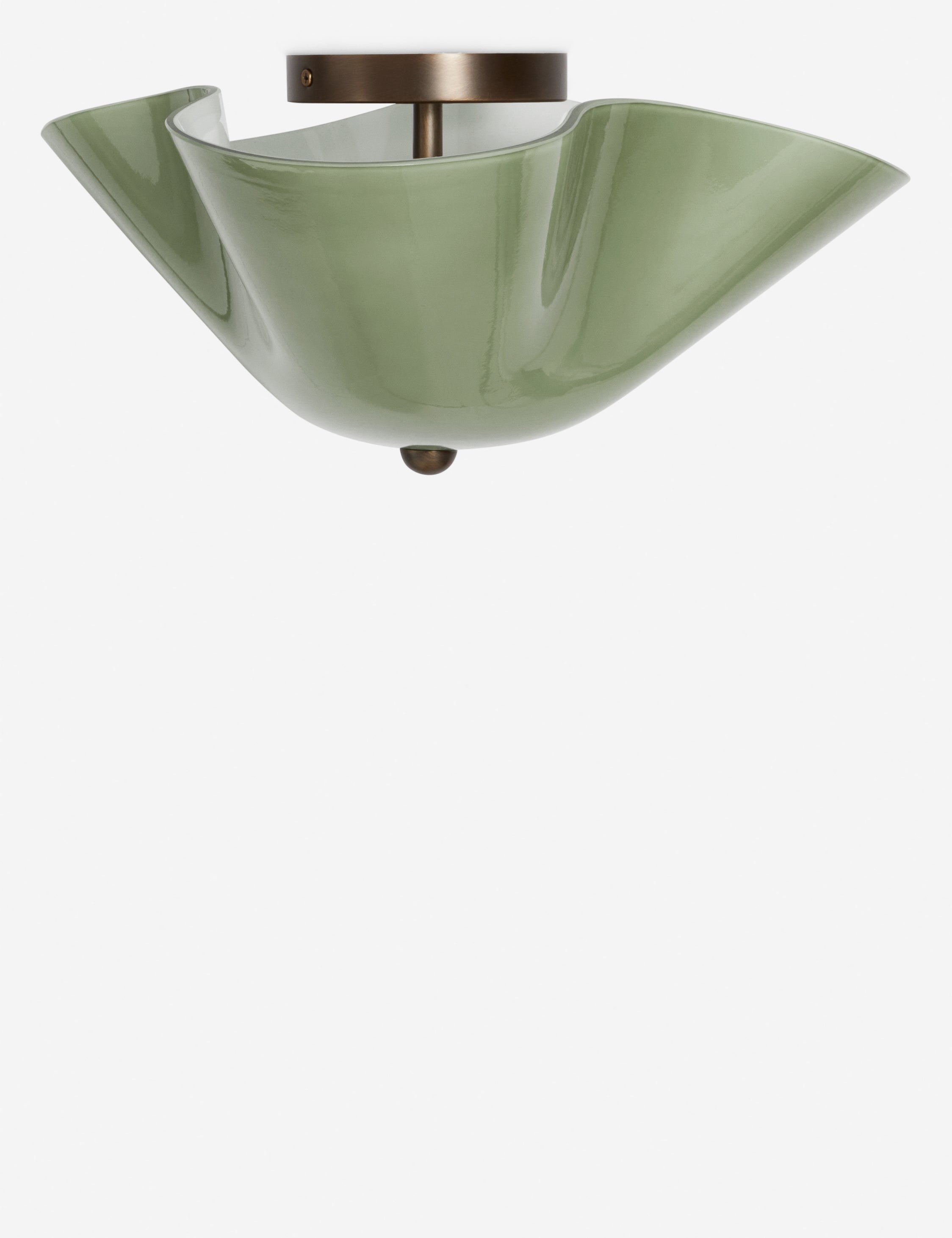 Bellina Glass Flush Mount Ceiling Light - Brass Accent Modern Fixture