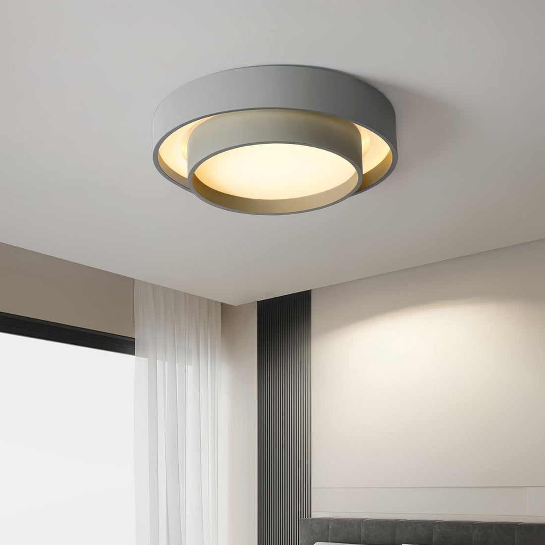 Plafonnier rond double couche – Design encastré en acrylique nordique