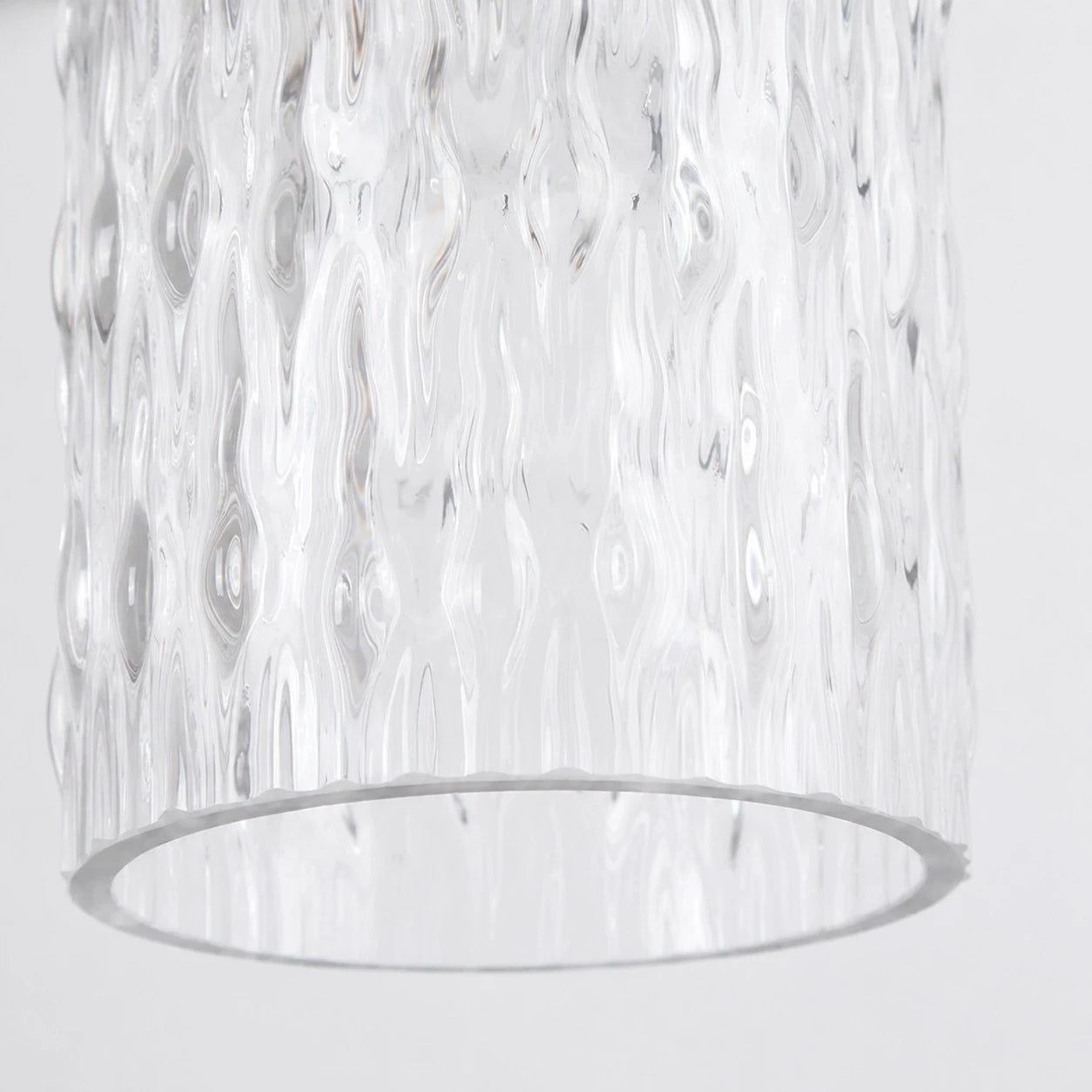 Close view of the ribbed clear glass shade texture
