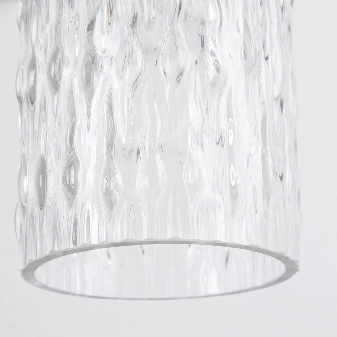 Close view of the ribbed clear glass shade texture
