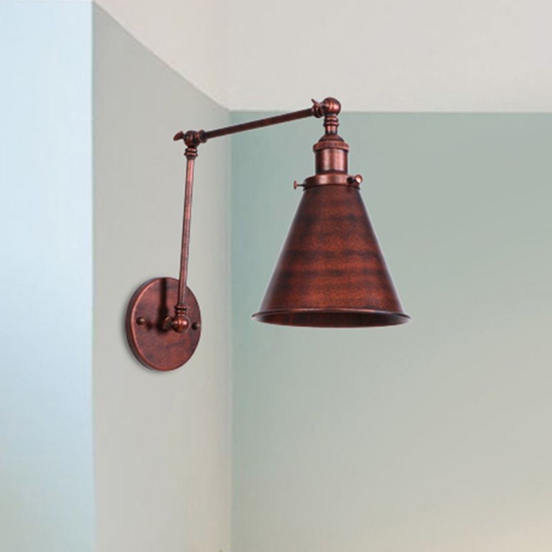 Adjustable Industrial Metal Wall Sconce with Long Articulated Arm