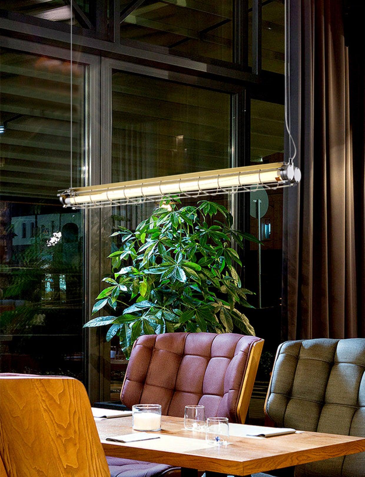 Handcrafted Glass Channel-Set Diffusers Linear Chandelier Sleek Design