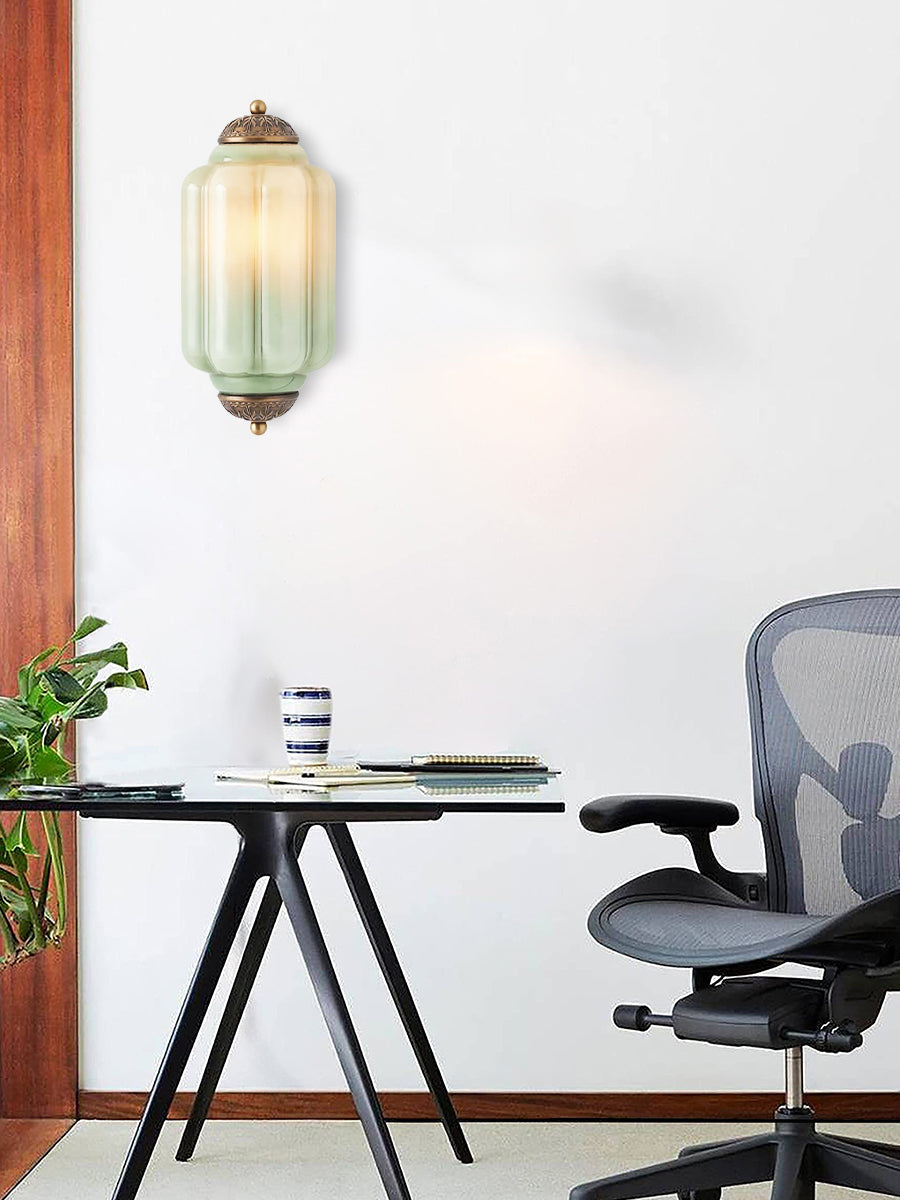 Vintage Milk Glass Wall Sconce Handcrafted Distressed Brass Light