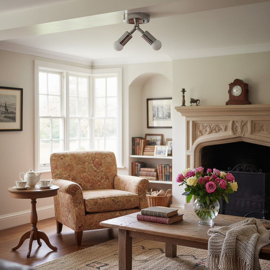 Mobilux Line Modern Brass Flush Mount - Minimalist Gold Ceiling Light for Bedroom