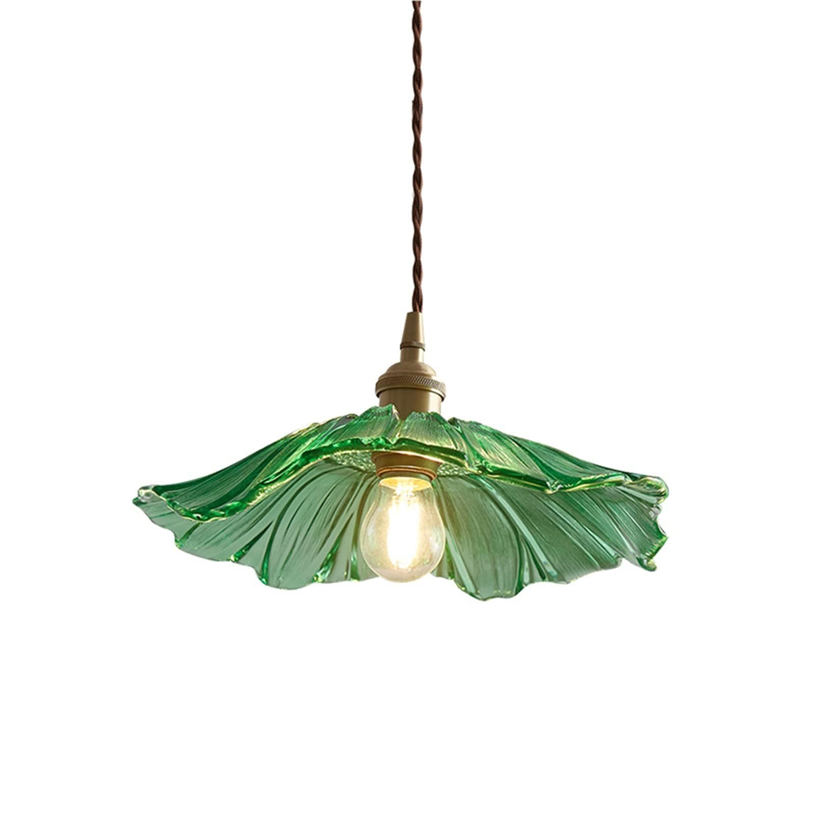 Retro Lotus Glass Pendant Light For bedroom