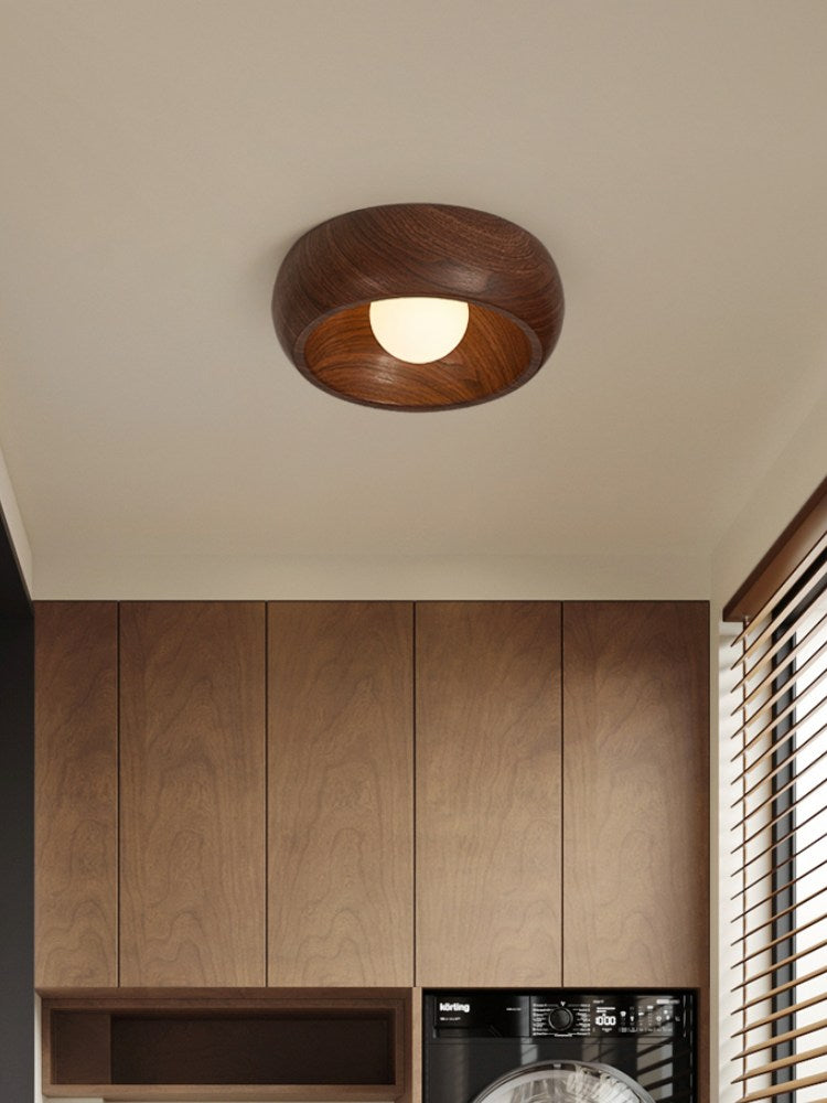 Modern Glass Metal Ceiling Light in Walnut for Indoor Lighting