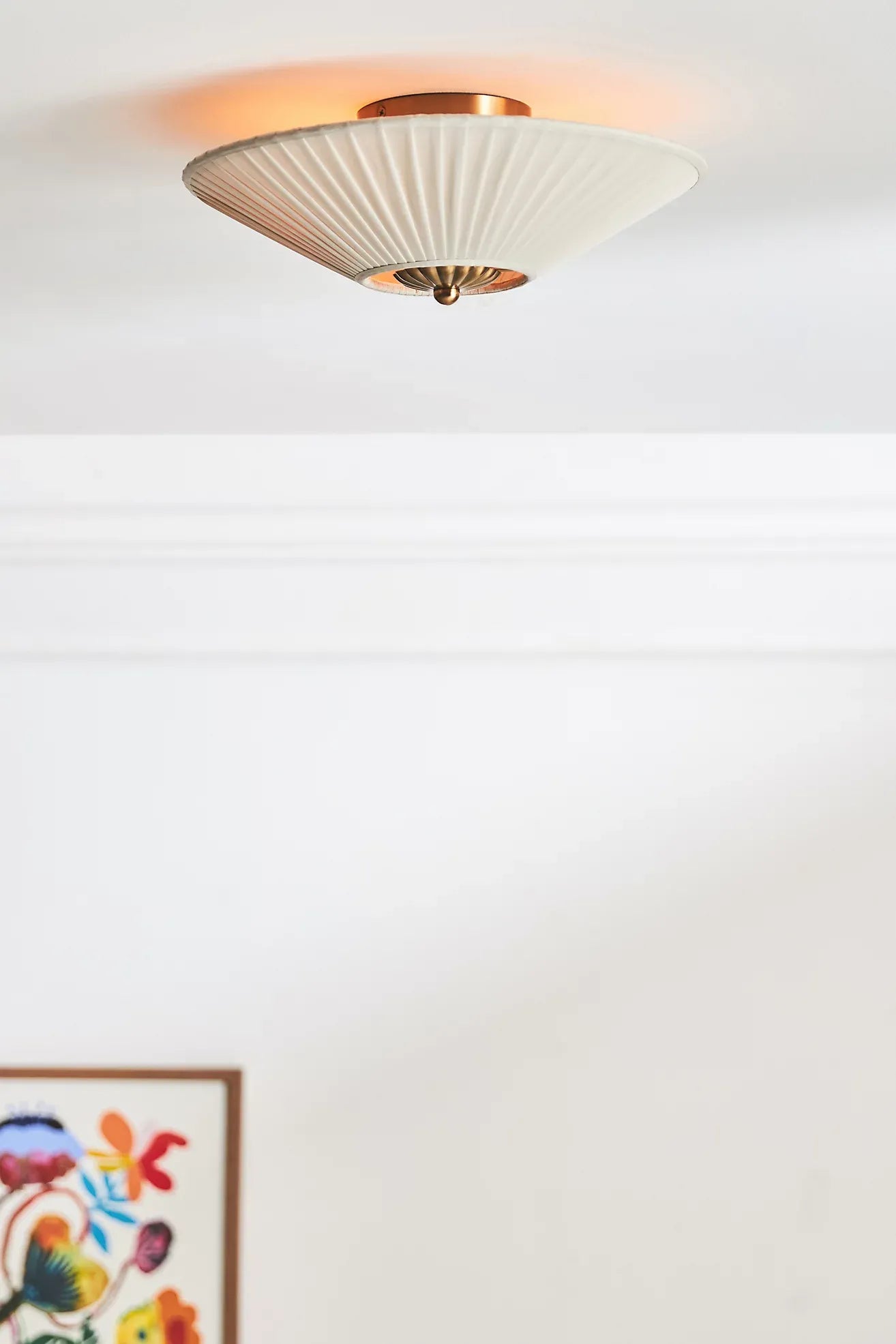 Elumina Modern Fabric Ceiling Lamp - Brass Flush Mount for Dining Room