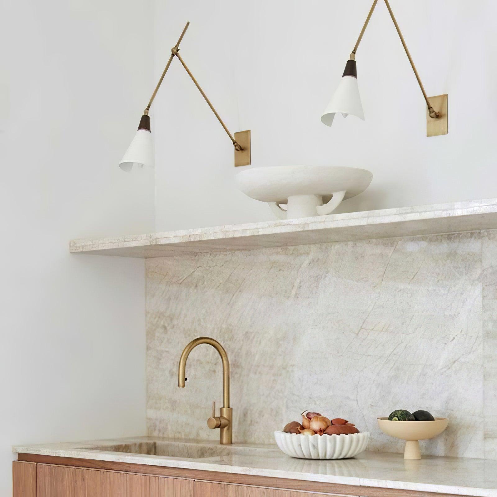 Sophisticated Magari Wall Lamp Compatible with Push Switches in White Black Brass