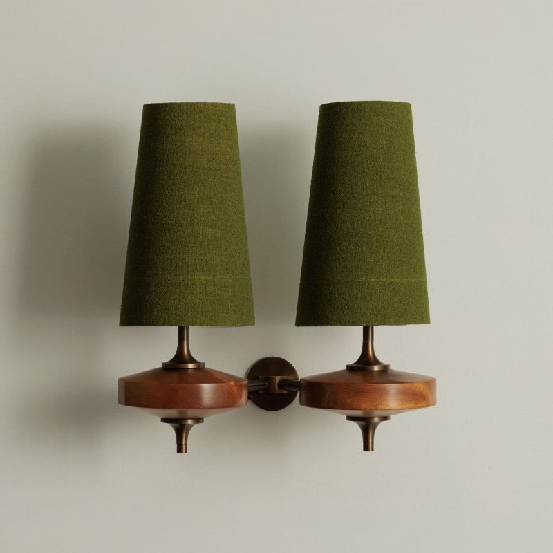 Natural Fabric Wall Lamp - Wood Palm-Shaped Sconce for Hallway