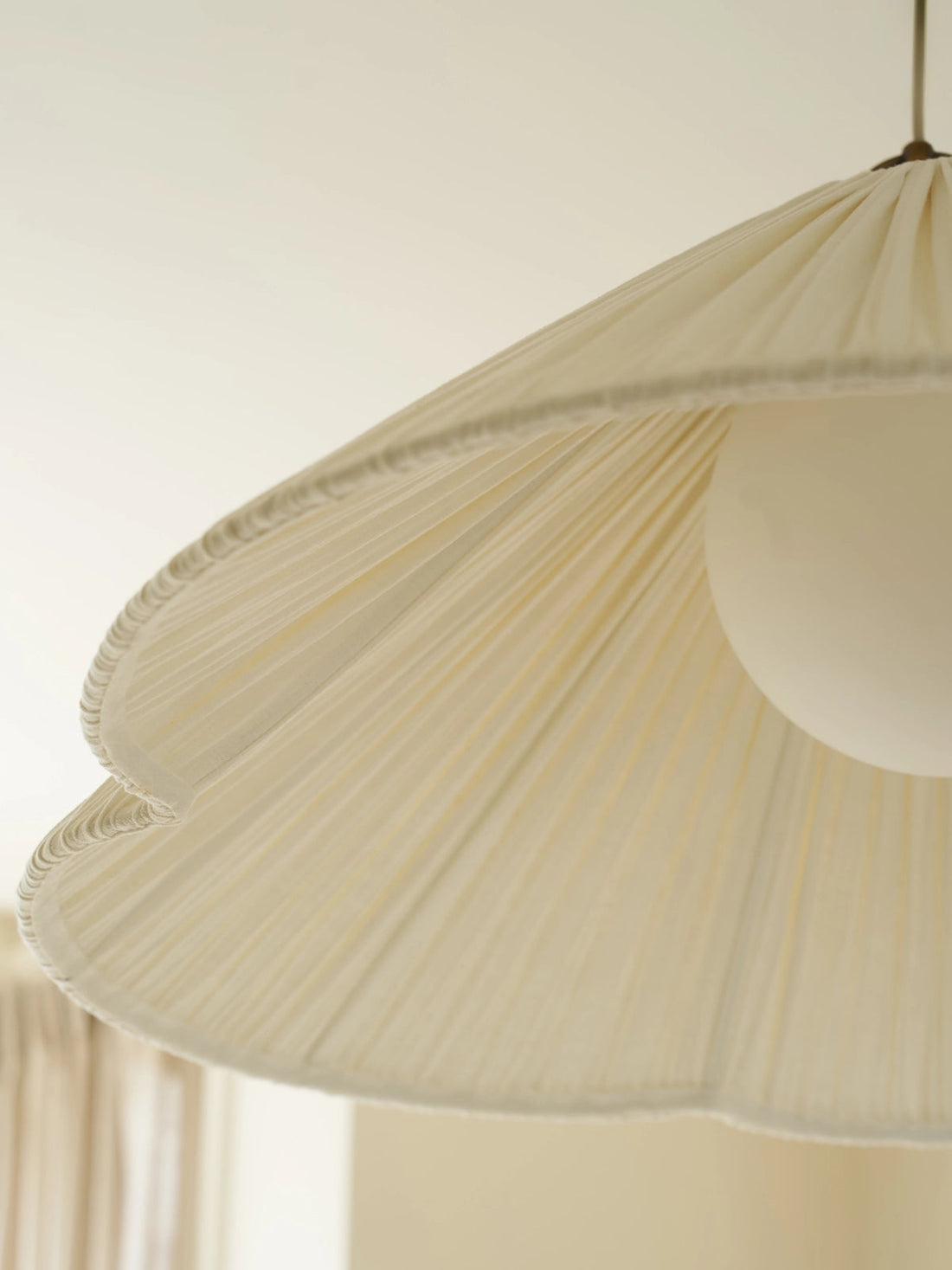 Lindi - Aged Brass and Linen Oversized Scalloped Pendant Light