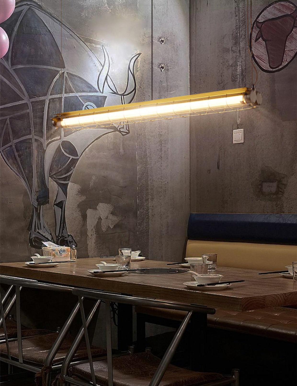 Glass Linearity Chandelier Artisan Clear Cast Iron Metal Sleek Sparkling