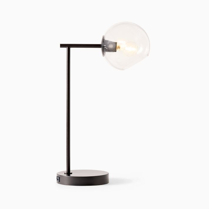 Brina Glass USB Table Lamp - Modern Bedside Desk Light with Style