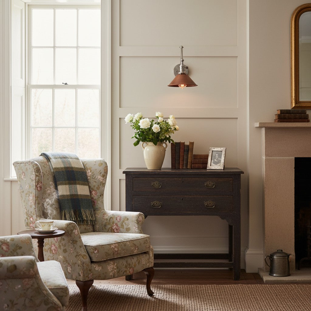 Conique Metal Industrial Wall Sconce with Adjustable Arm - Vintage Copper Cone Shade for Task Lighting