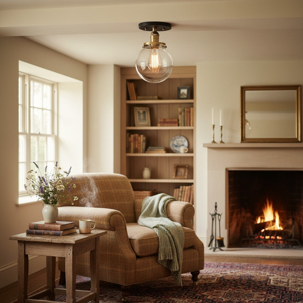 Glorica Glass Retro Globe Ceiling Light - Vintage Industrial Home Lighting