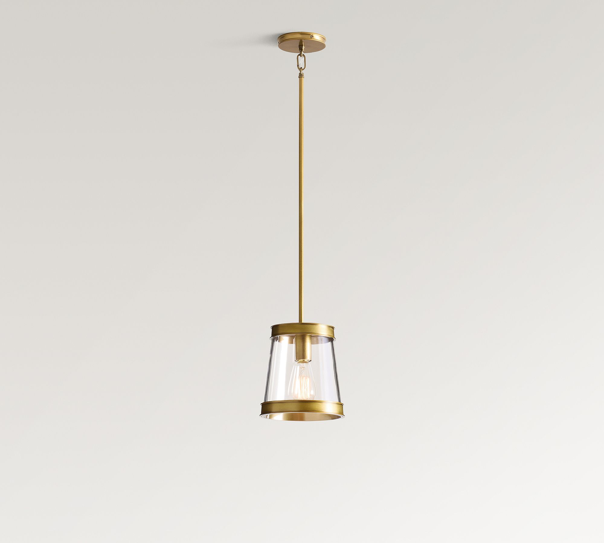 Driscoll Glass Drum Pendant Light - Contemporary Brass Hanging Lamp