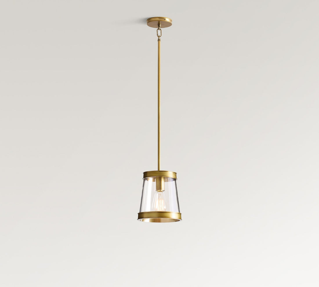Suspension tambour en verre Driscoll – Lampe suspendue contemporaine en laiton