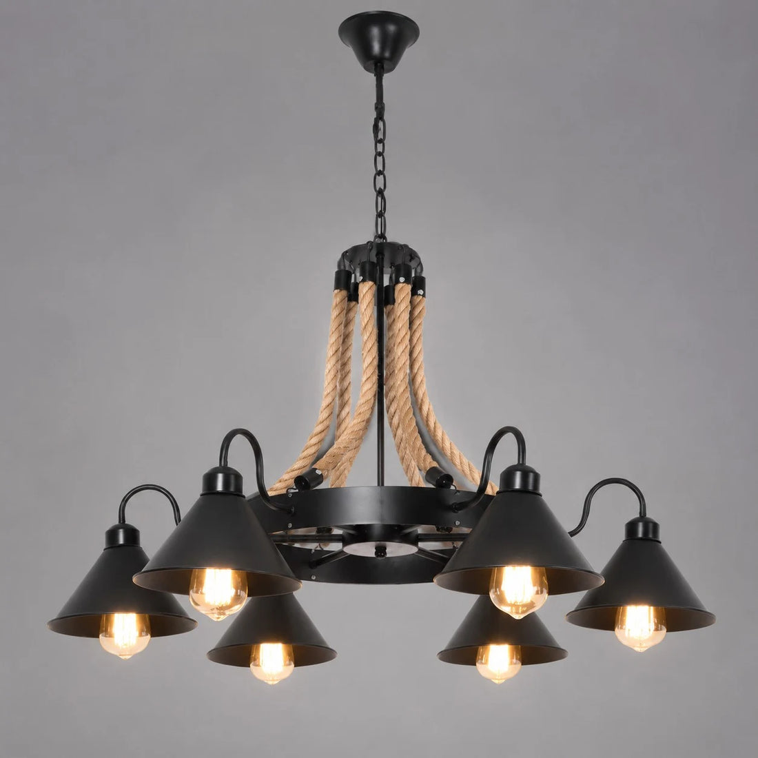 Rustic farmhouse rope chandelier
