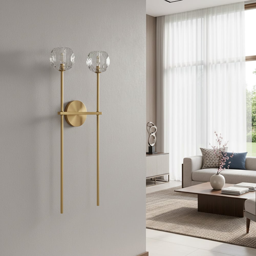 Luxury Crystal Wall Sconce - Brass Frame Modern Wall Light