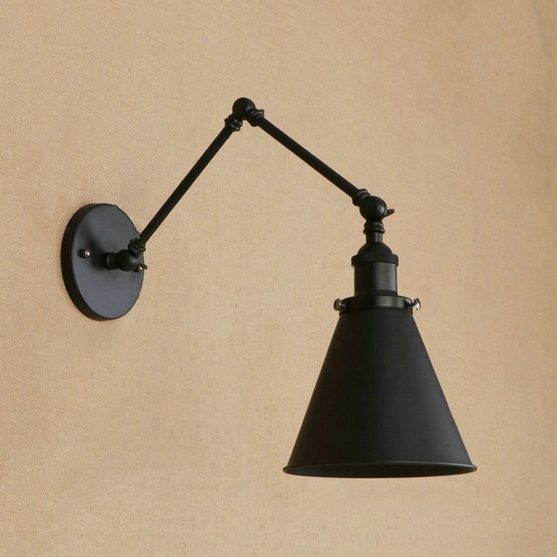 Adjustable Industrial Metal Wall Sconce with Long Articulated Arm