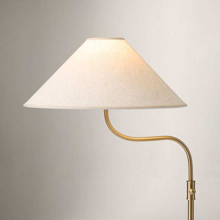Fibura Champagne Bronze Floor Lamp - Elegant Linen Adjustable Lighting
