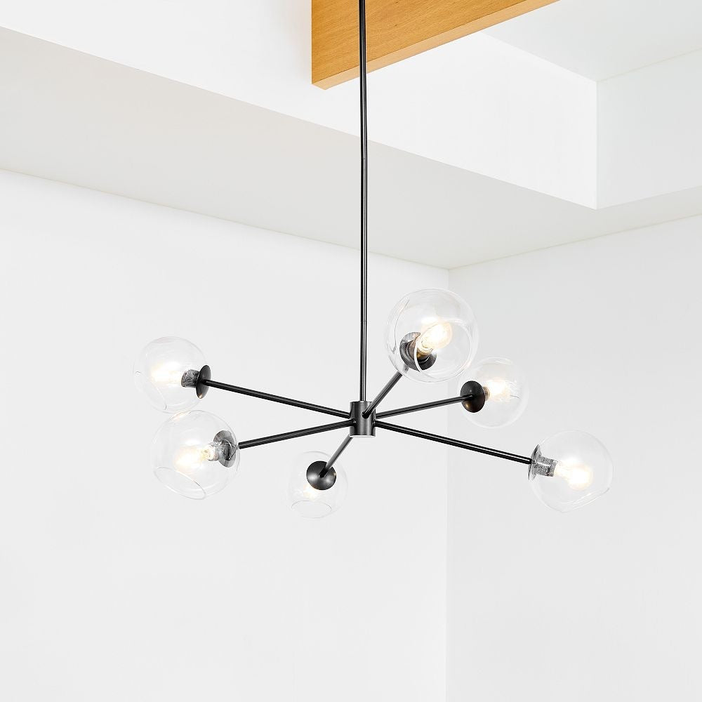 Brina 6-Light Glass Metal Frame Chandelier - Perfect Lighting