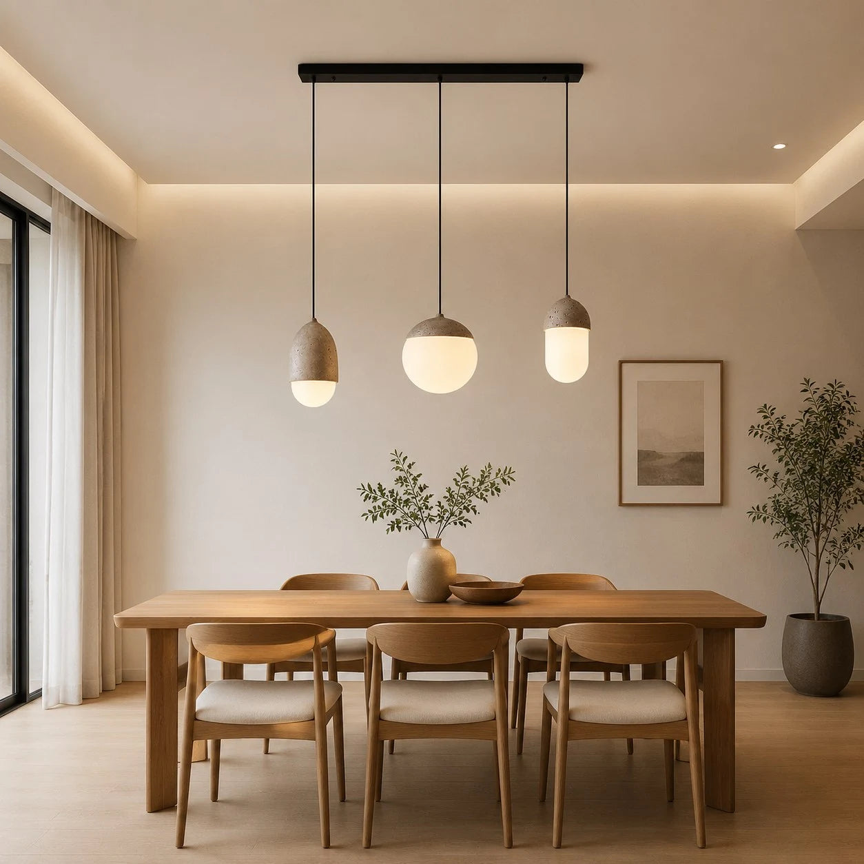 Soft bedside atmosphere with vintage cream pendant lighting