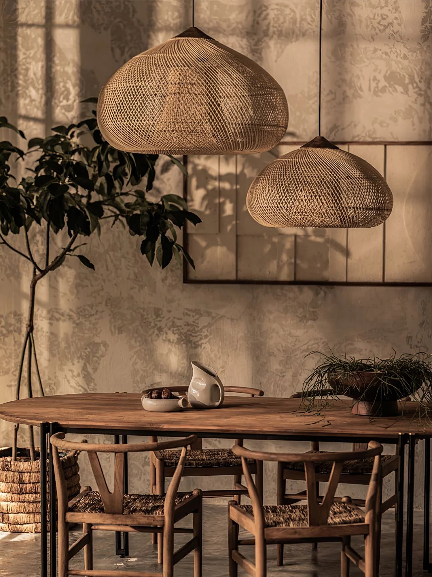 Harp Braided Rattan Pendant Lamp