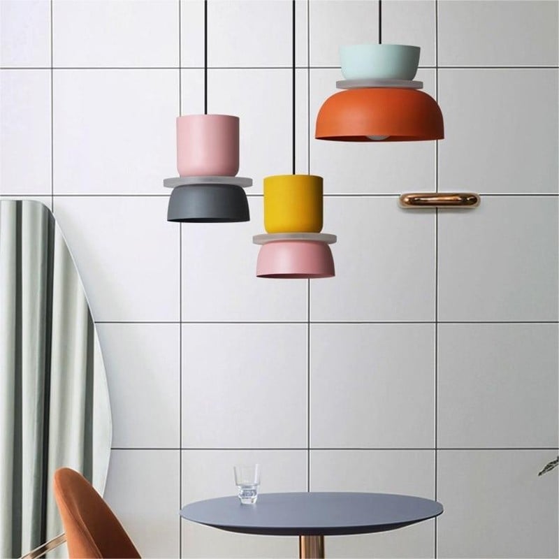 Macri Acrylic Colorful Bowl Shade Pendant Light For Kitchen