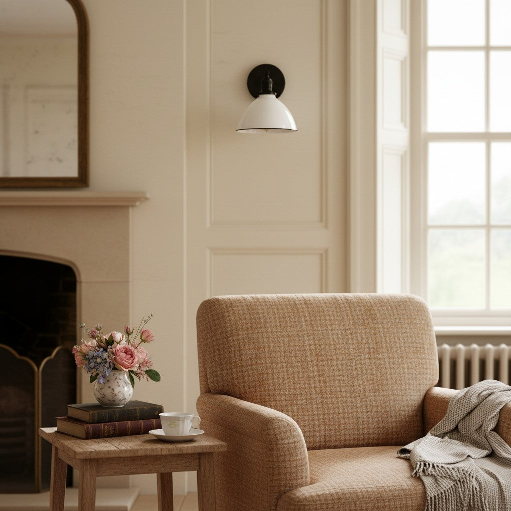 Conique Metal  Wall Sconce - White Metal Shade - Industrial Modern Lighting