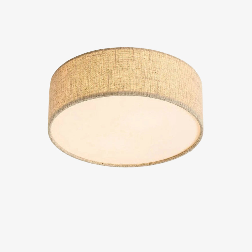 Dumora Linen Drum Flush Mount Ceiling Lamp - Stylish Soft Fabric Ceiling Light