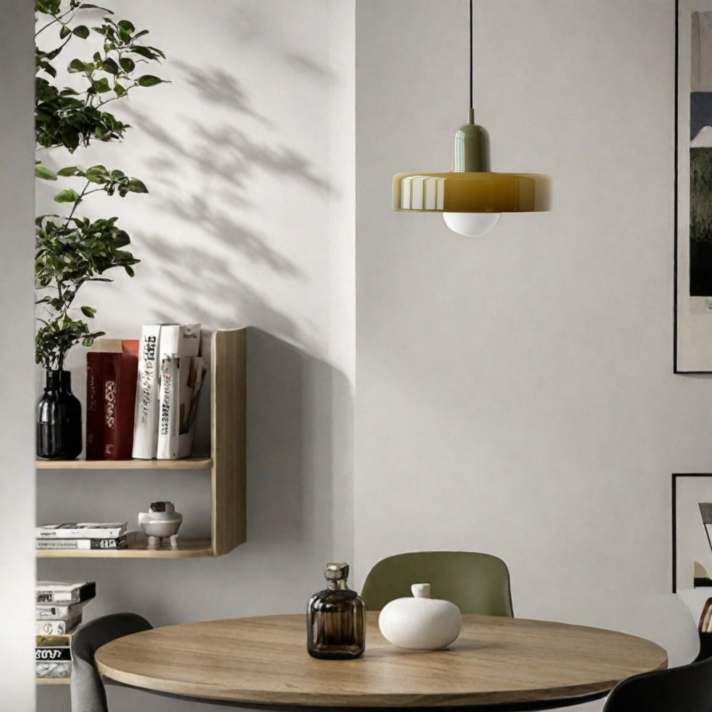 Disc Orb Glass Pendant Lamp – Morandi Pendant Light for Living Rooms
