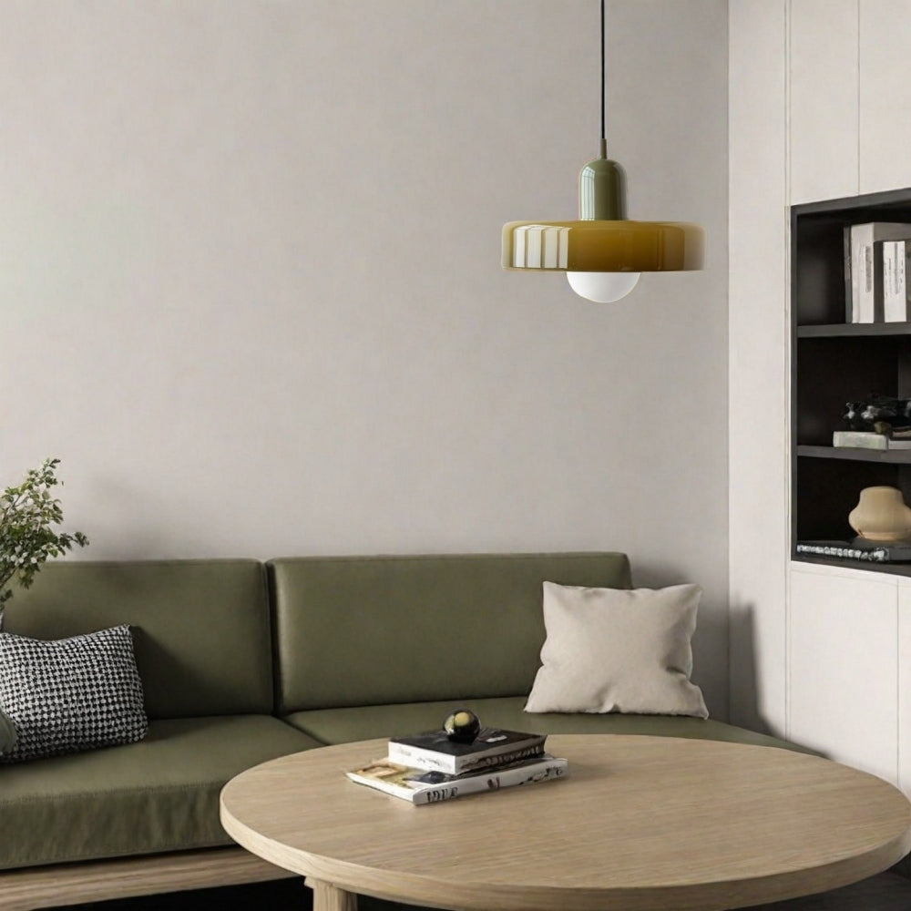 Disc Orb Glass Pendant Lamp – Morandi Pendant Light for Living Rooms