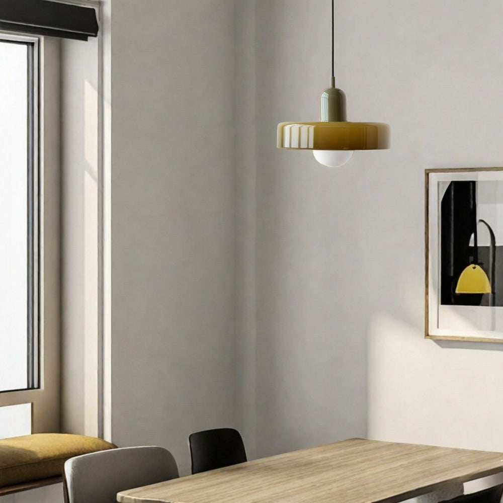 Disc Orb Glass Pendant Lamp – Morandi Pendant Light for Living Rooms