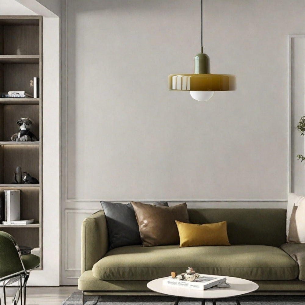 Disc Orb Glass Pendant Lamp – Morandi Pendant Light for Living Rooms