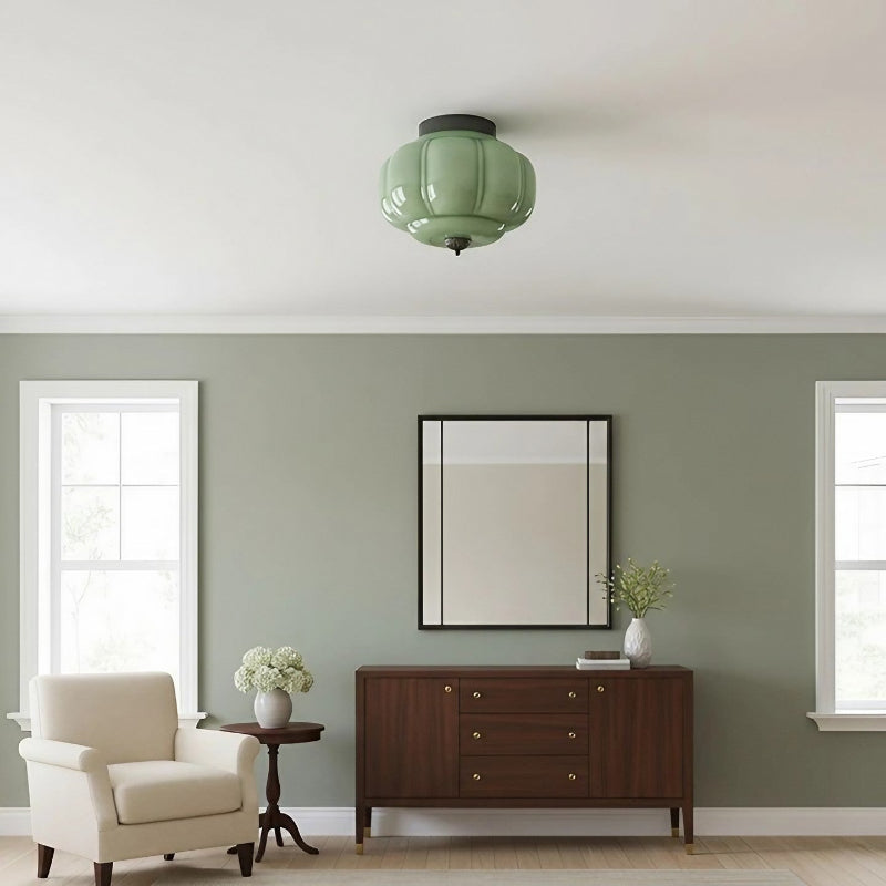 Eloise Milk Glass Ceiling Light - Retro Brass Ceiling Lamp for Hallway