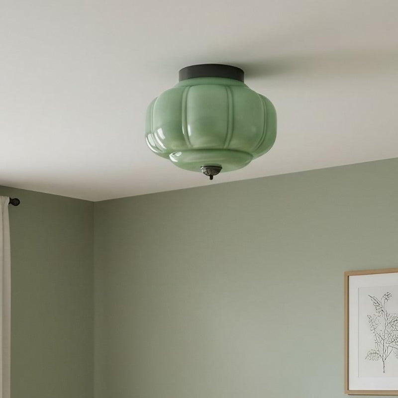 Plafonnier Eloise en verre laiteux – Plafonnier rétro en laiton pour couloir