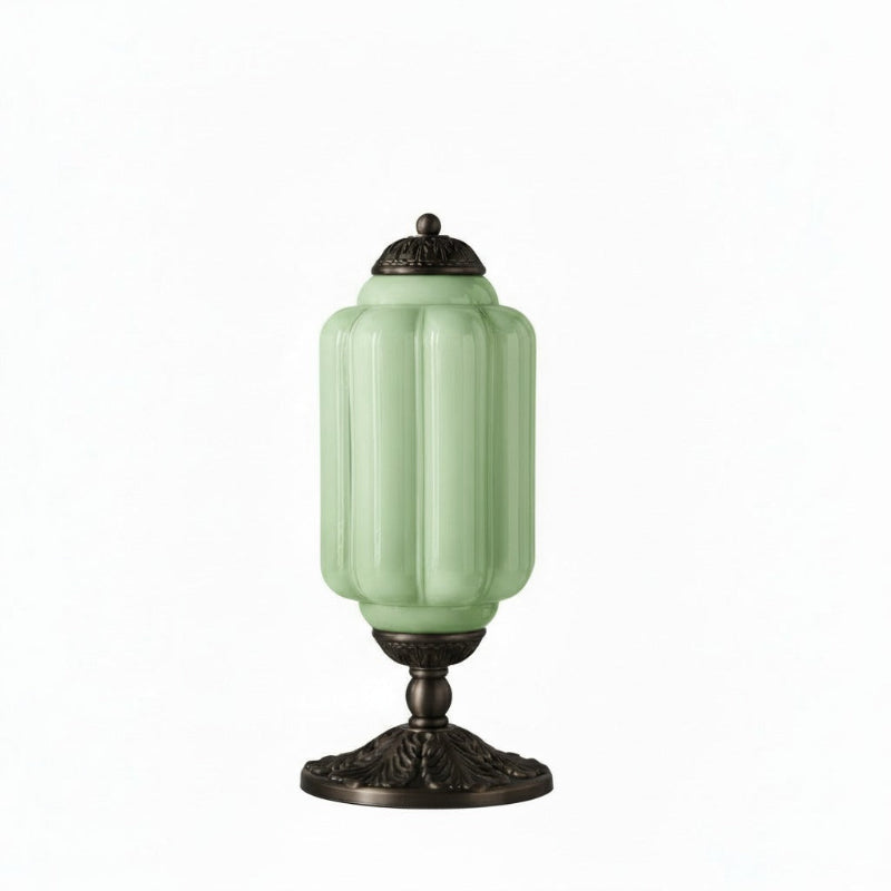 Lampe de table vintage Eloise en verre laiteux – Lampe de bureau LED en métal pour chambre