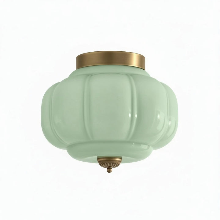Plafonnier Eloise en verre laiteux – Plafonnier rétro en laiton pour couloir