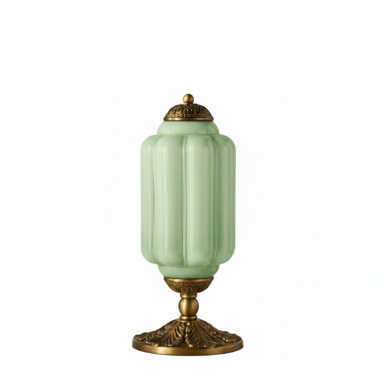 Lampe de table vintage Eloise en verre laiteux – Lampe de bureau LED en métal pour chambre