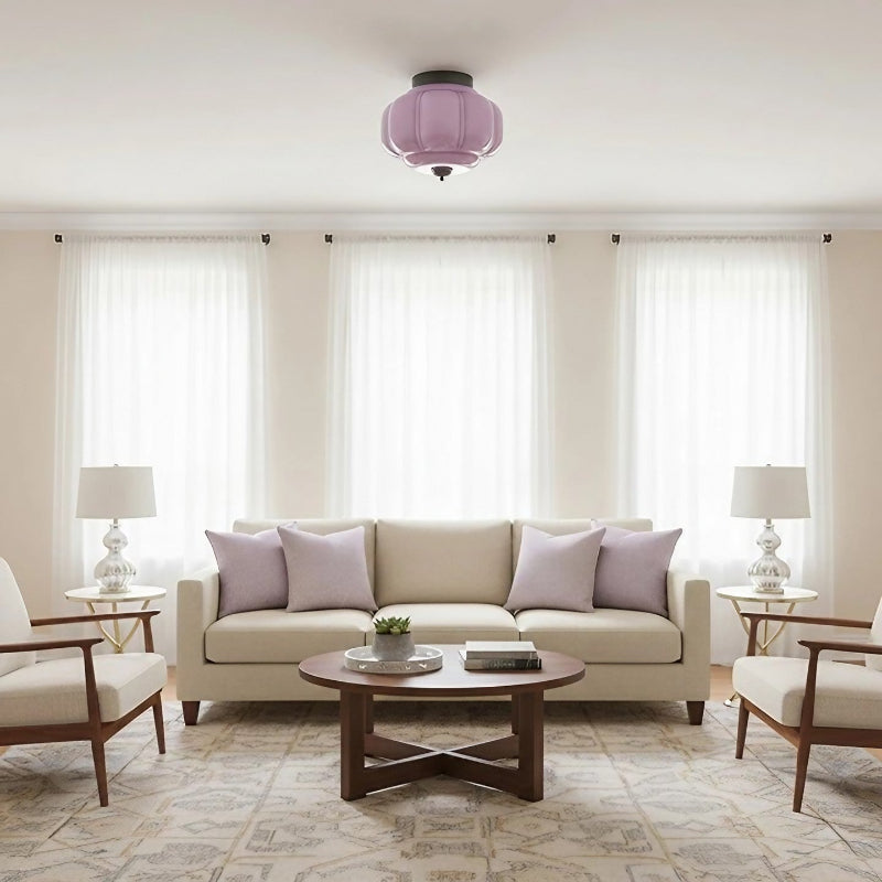 Eloise Milk Glass Ceiling Light - Retro Brass Ceiling Lamp for Hallway