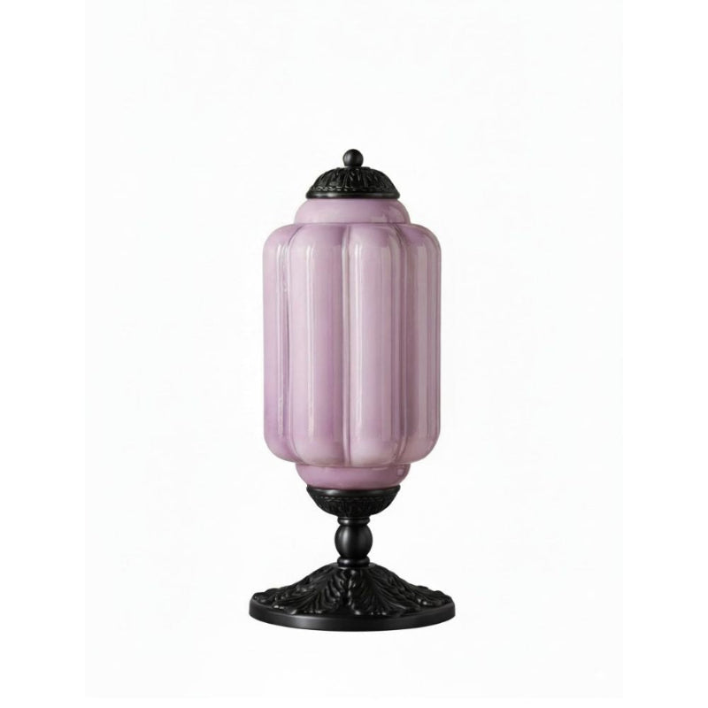 Lampe de table vintage Eloise en verre laiteux – Lampe de bureau LED en métal pour chambre