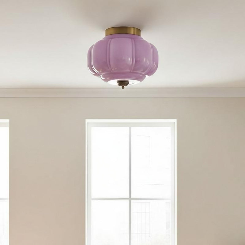 Plafonnier Eloise en verre laiteux – Plafonnier rétro en laiton pour couloir