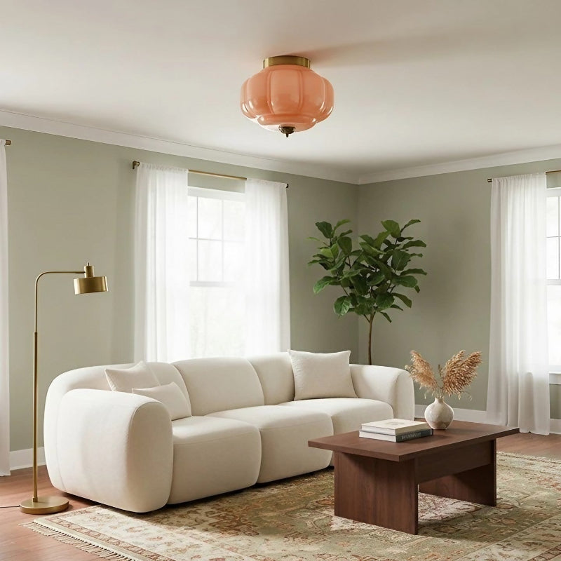 Eloise Milk Glass Ceiling Light - Retro Brass Ceiling Lamp for Hallway