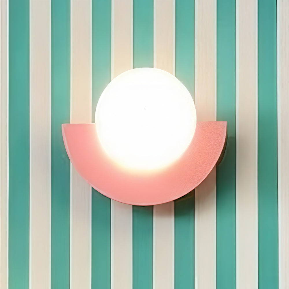 Vibrant Macaron Glass Orb Wall Sconce Metal Nordic Modern Decor