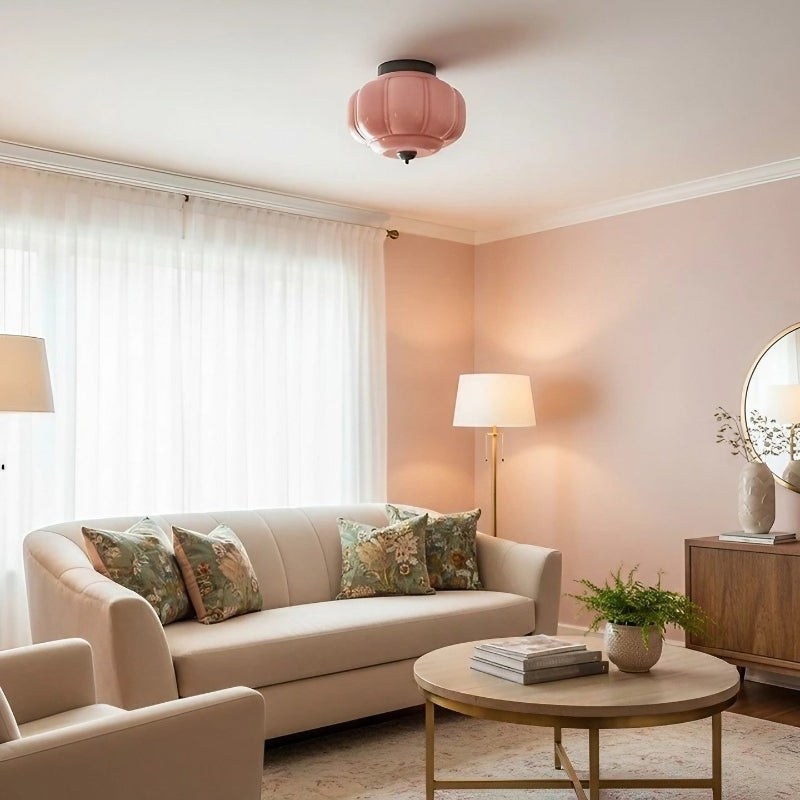 Eloise Milk Glass Ceiling Light - Retro Brass Ceiling Lamp for Hallway