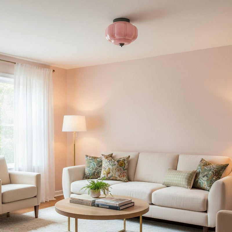 Eloise Milk Glass Ceiling Light - Retro Brass Ceiling Lamp for Hallway