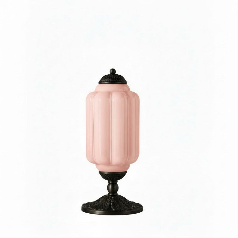 Lampe de table vintage Eloise en verre laiteux – Lampe de bureau LED en métal pour chambre